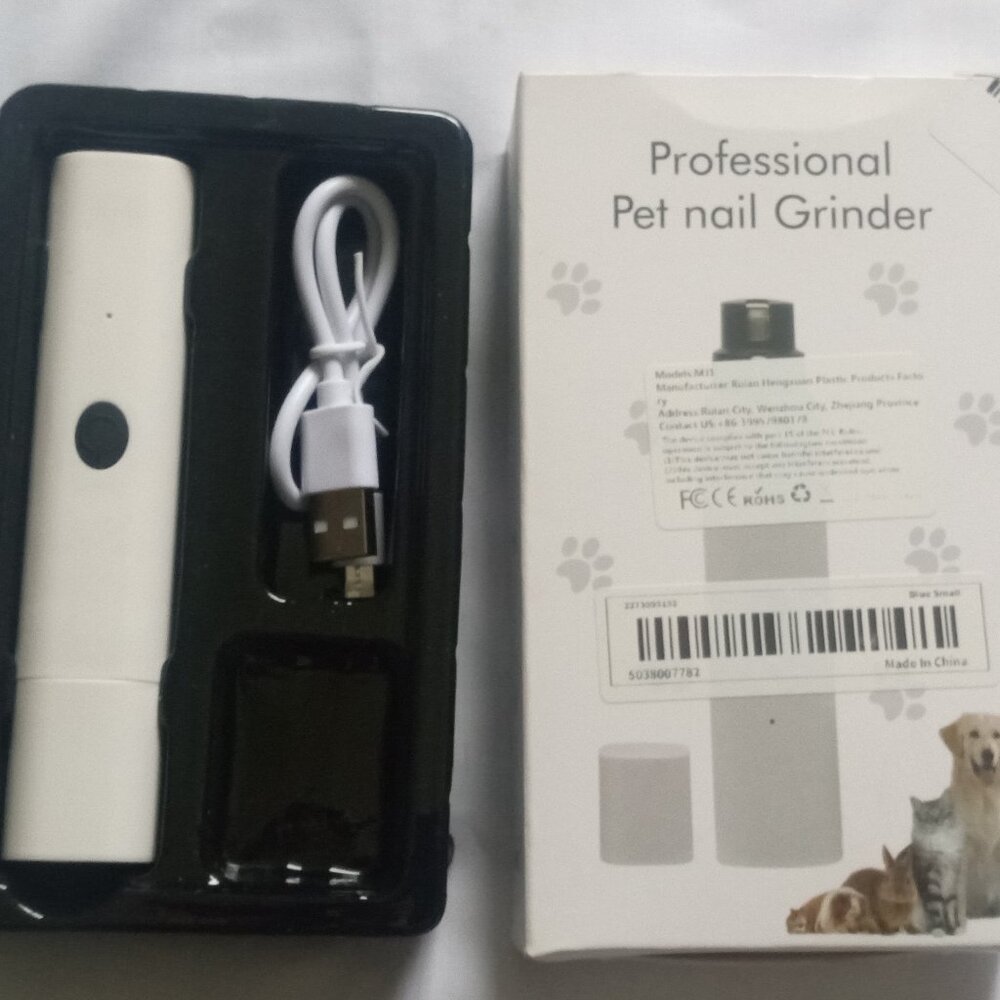 Professional 2- Speed Pet Nail Grinder Dogs, Cats LED Light USB Charger Cordless